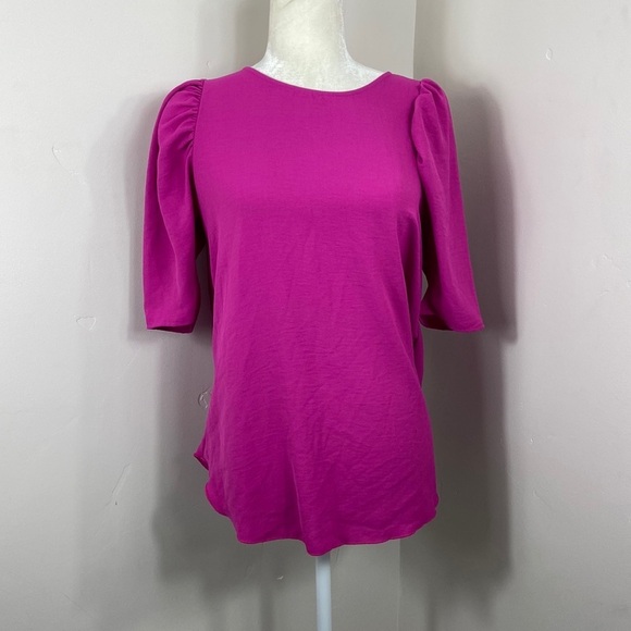 Vici Tops - Vici Pink Short Sleeve Puff Shoulder Top Small
